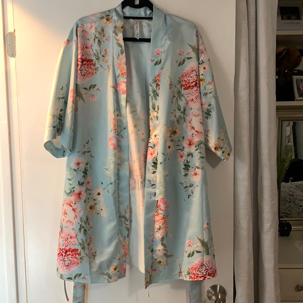 Floral silk robe